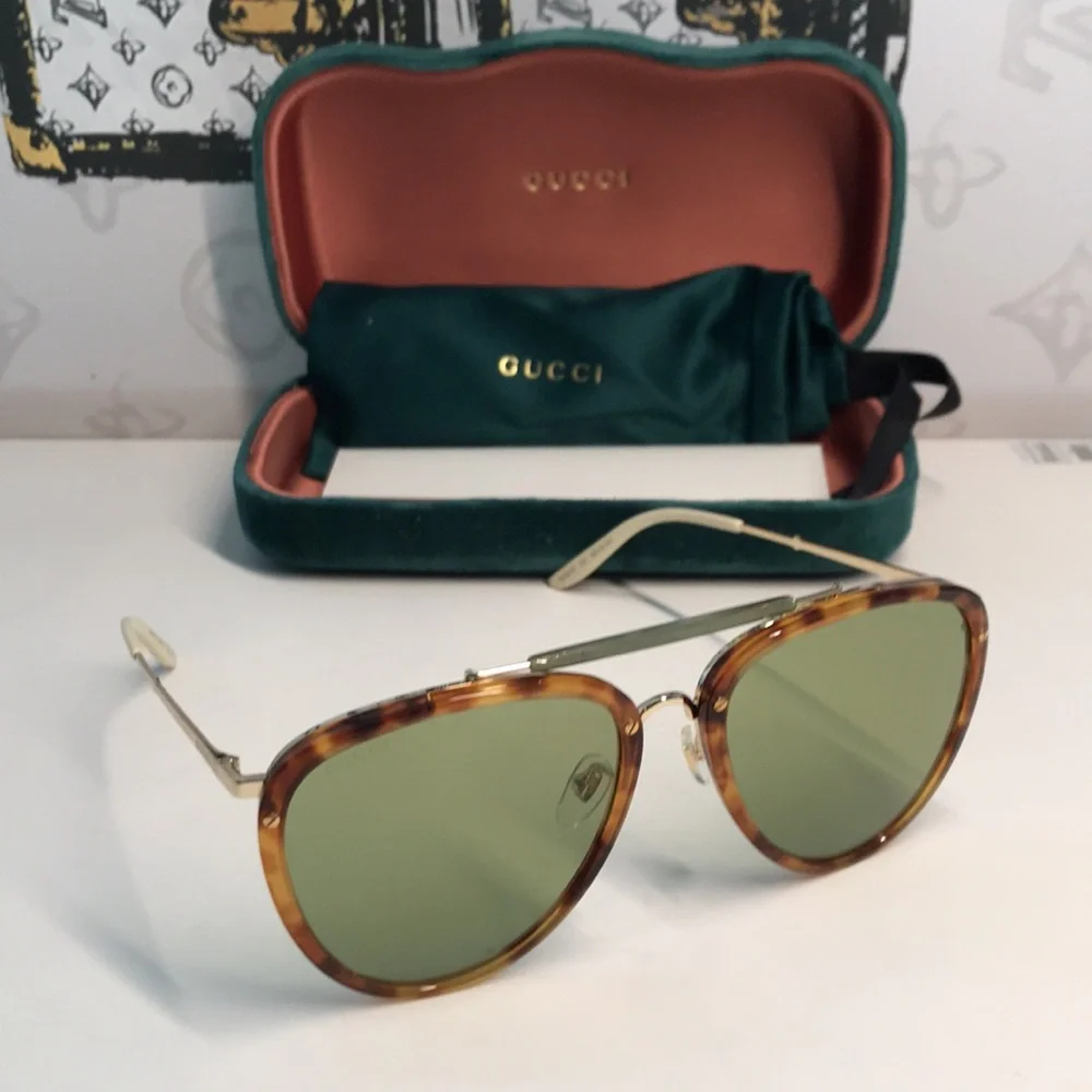 New ✨ Authentic Gucci GG0672S 003 Havana Aviator Sunglasses ✨